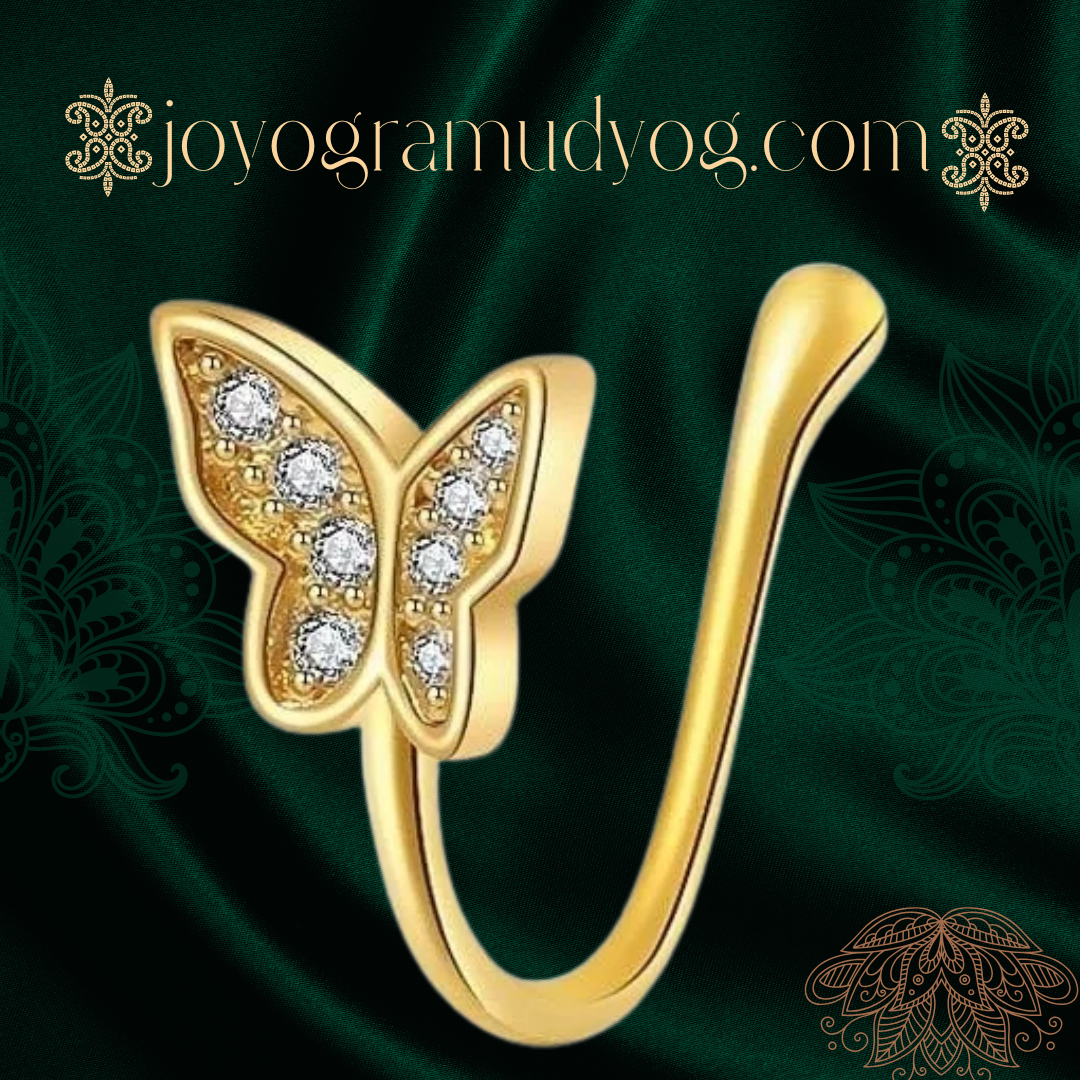 Butterfly Gold Nose Ring with Diamond Accents